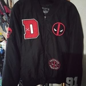 Marvel Deadpool Black and Red Bomber Jacket